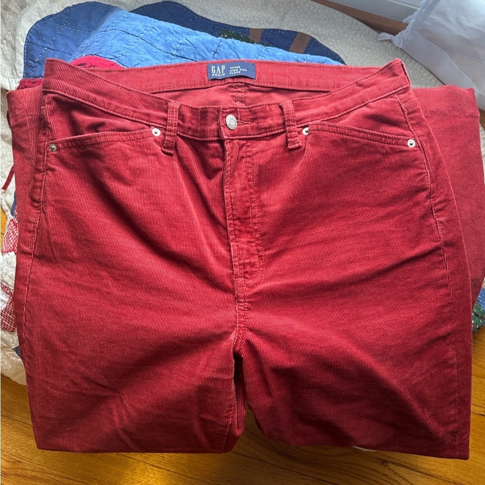 GAP Deep Red Corduroy Pants Flair Leg 14P
